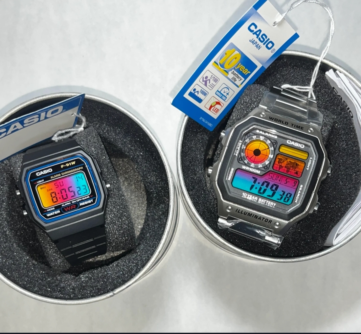 Casio AE1200 + F91W Custom Mod Degradado Frio/Calor